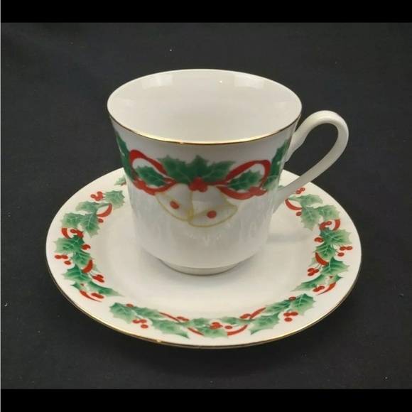 Sango Noel 1990 China 5 Piece Place Setting Christmas Bells Holly Berries Ribbon - Picture 9 of 9